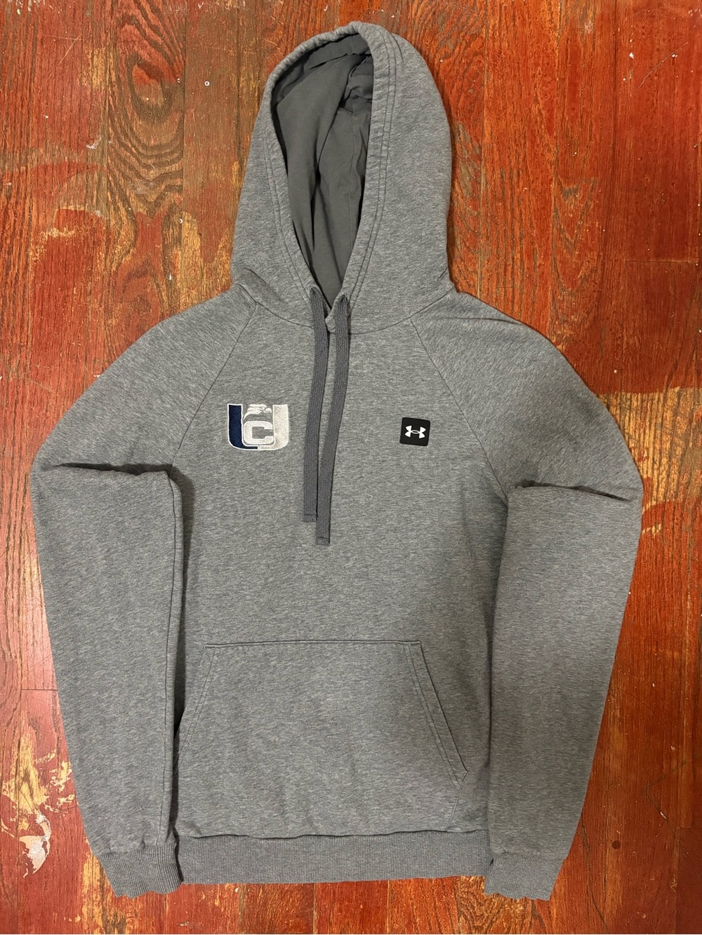 Under Armour Gray Pullover Hoodie with Logo Patch